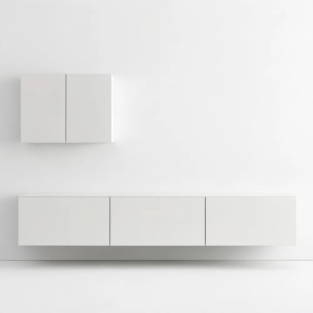 Biały matowy zestaw wiszący 180 × 30 × 30 cm i 60 × 60 × 30 cm