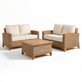 Zestaw ogrodowy z naturalnego rattanu: 2 sofy 132 × 75 × 82 cm i stolik 100 × 60 × 45 cm, brązowo-kremowy