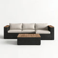 3-osobowa sofa ogrodowa ze stolikiem kawowym z technorattanu, antracytowa z beżowymi poduszkami, 200 x 75 x 70 cm