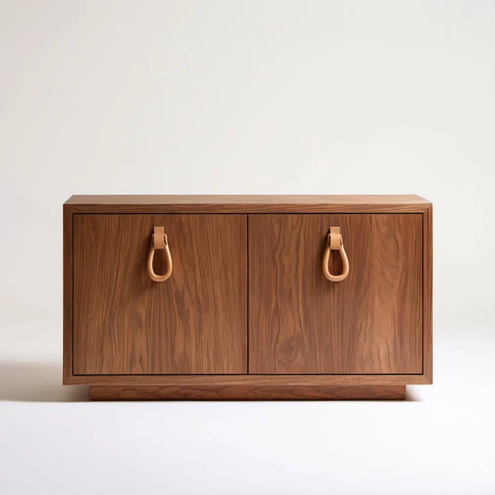 Brązowa szafka RTV z MDF w dekorze orzecha, 120 × 40 × 70 cm