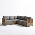 Narożna sofa ogrodowa 5-osobowa z rattanu PE i drewna akacjowego, szaro-beżowo-brązowa, 240 × 240 × 75 cm