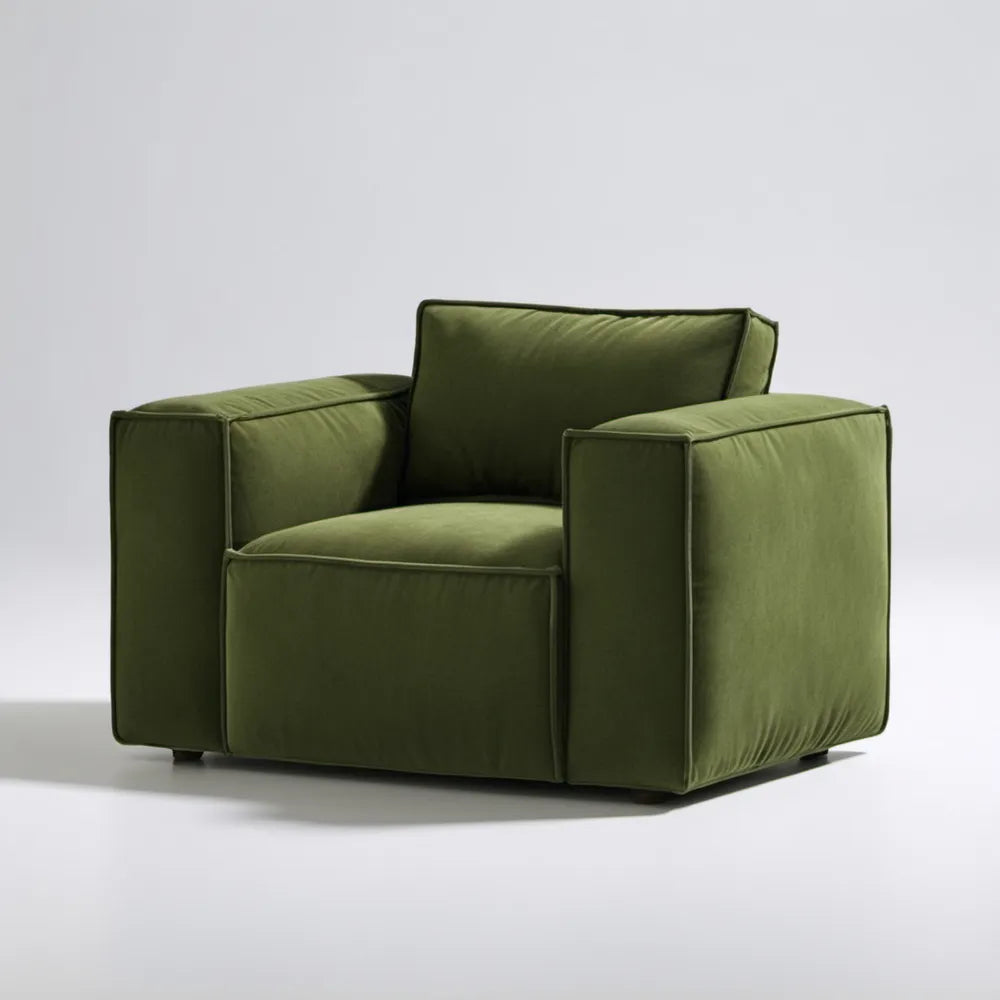 Oliwkowozielony fotel welurowy 100 x 90 x 78 cm