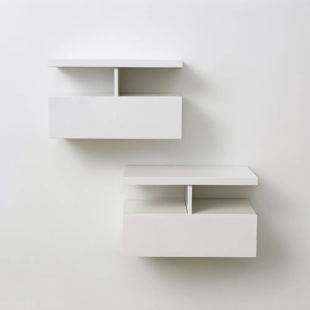 Zestaw 2 białych wiszących szafek nocnych MDF 40 x 30 x 30 cm